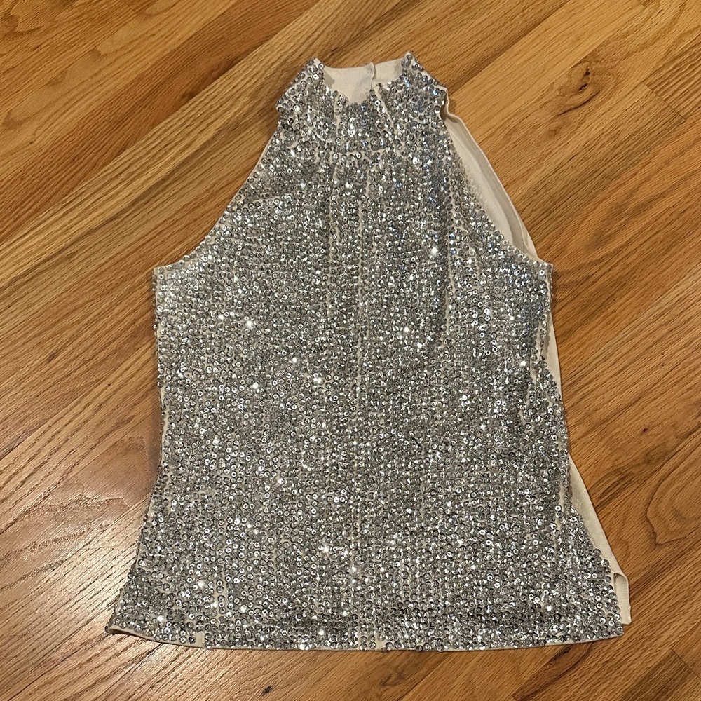White House Black Market | Silver Sequin Top